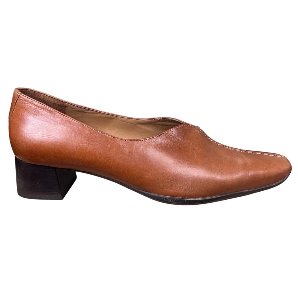 Paul Green Women’s Brown Leather Square Toe Pump Size 7.5 US 10